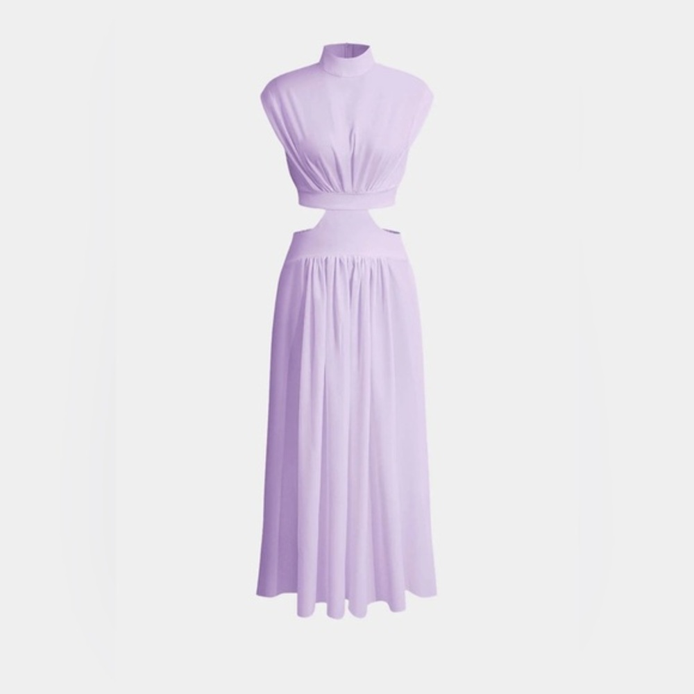 Micas Mock Neck Cut Out Ruched Maxi Dress MA4-14 L